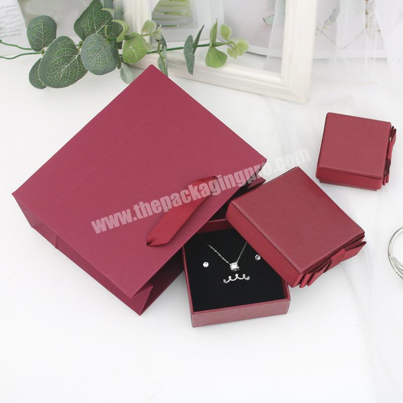 Custom size printing LOGO gift box luxury jewelry watch packaging box with bow and paper bag