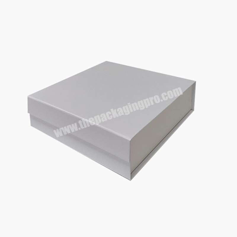 Custom square rigid white flap cardboard paper folding magnetic closure gift box