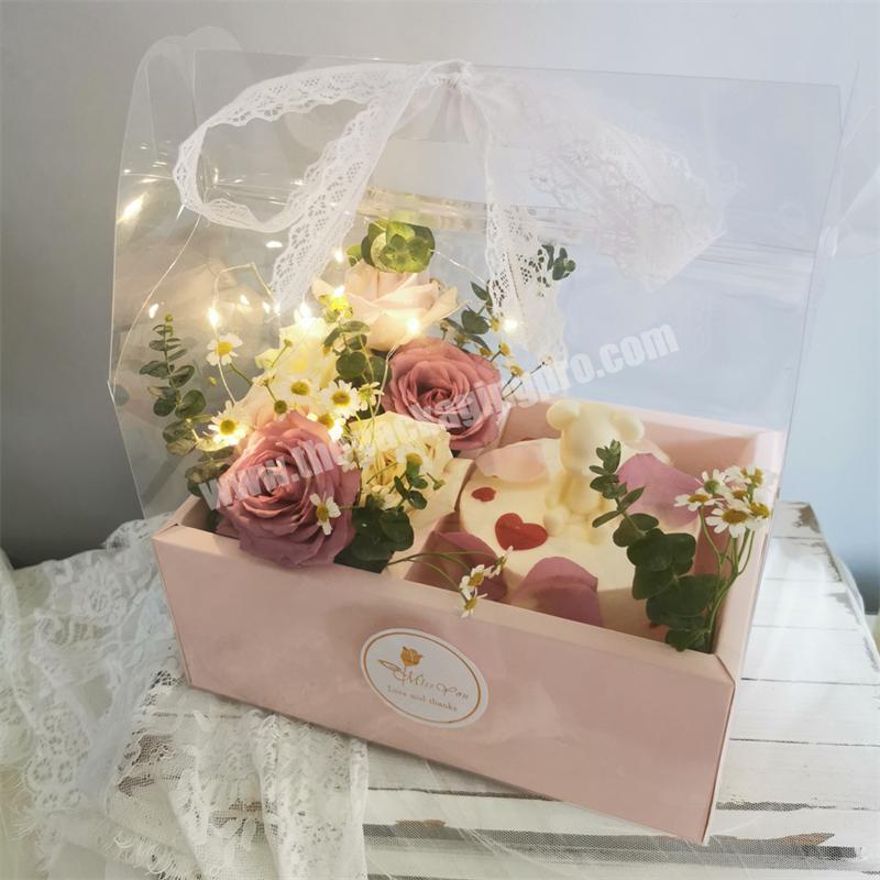 Custom transparent plastic rose flower packaging bags with logo clear plastic bag for boxes artificial flowers bouquet