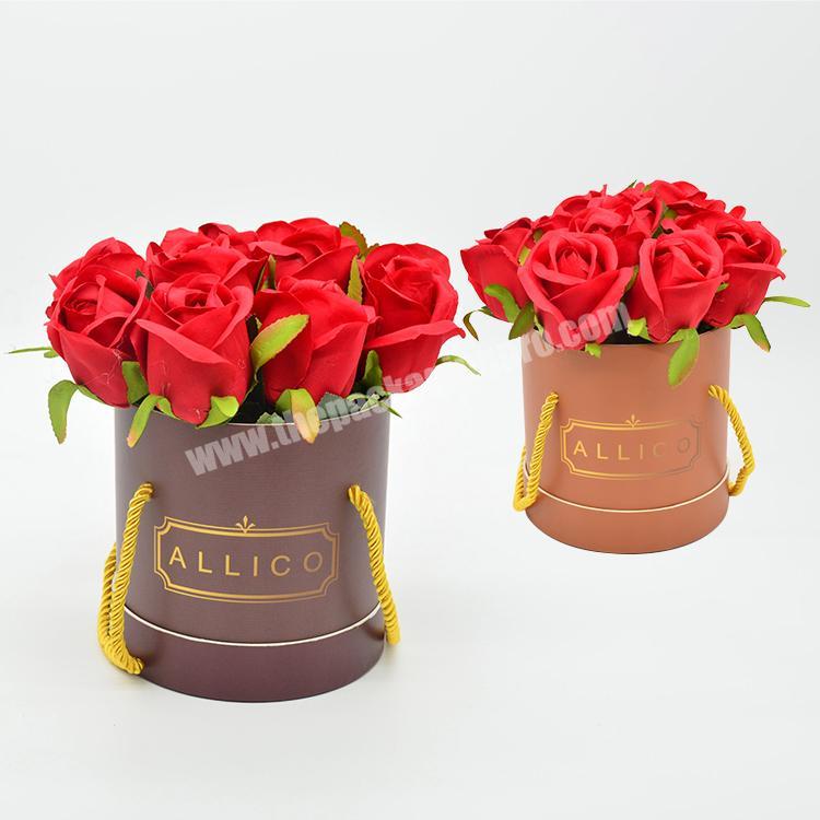Custom valentines round tube hatbox flower arrangement box bouquet round boxes for flowers
