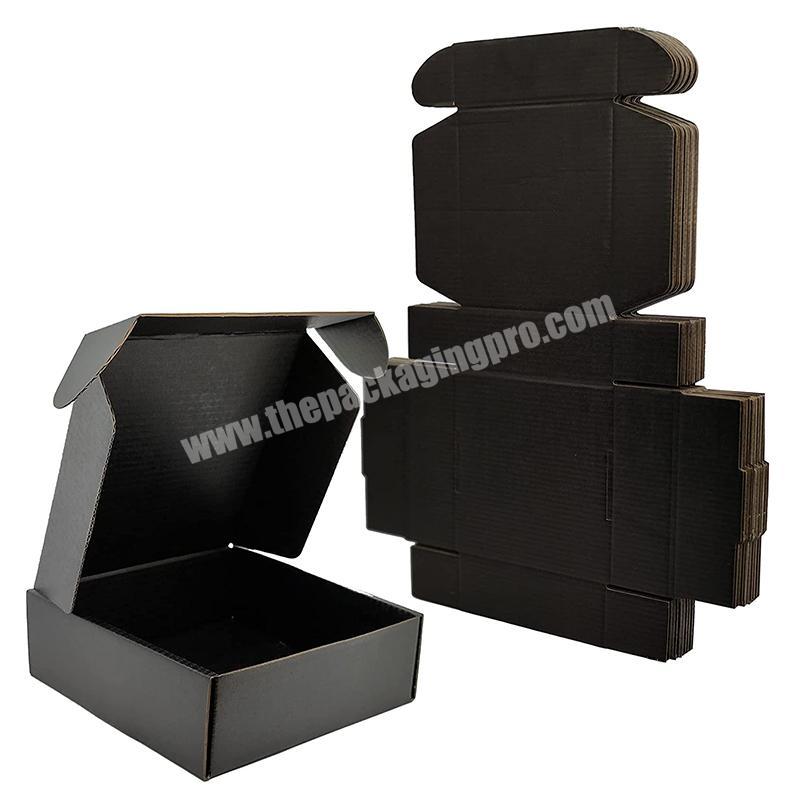 Custom wholesale eco friendly 12x9x3 black colored shipping clothing box corrugated mailers printing boxes
