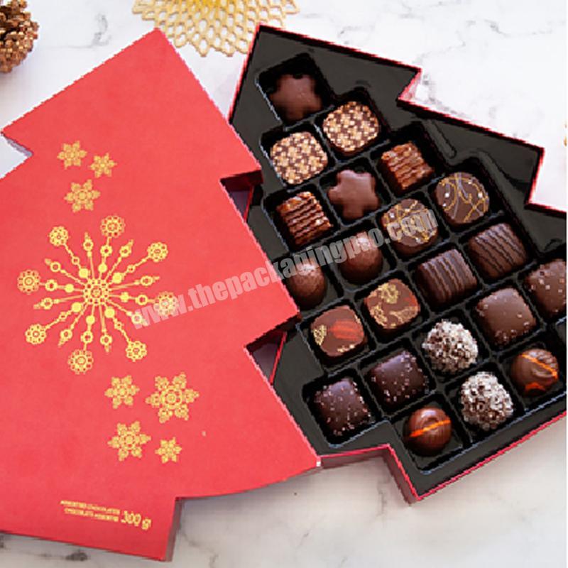 Customised christmas eve gift box packaging chocolate box with paper divider luxury design chocolate bar paper gift box