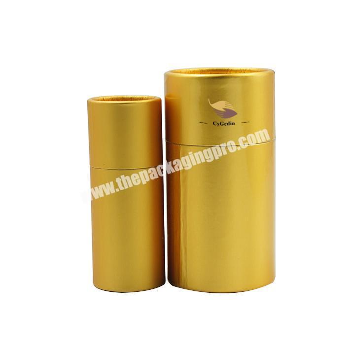 Customizable logo bronzing exquisite design golden round cylinder small packaging gift box recycling craft paper tube