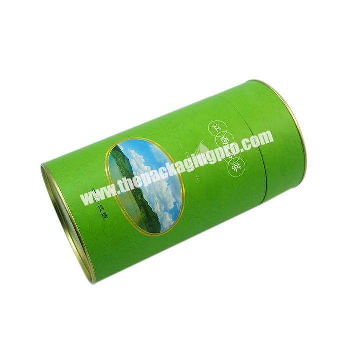 Customizable logo bronzing exquisite design green round cylinder tea packaging gift box recycling craft paper tube