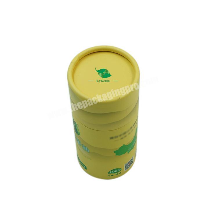 Customizable logo exquisite design ivory yellow round cylinder small package tea gift box recycling craft paper tube