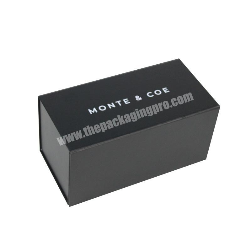 Customization Luxury Clothing Black Matte Book Shape Magnetic Embossed Gold Foil Gift Folding Box