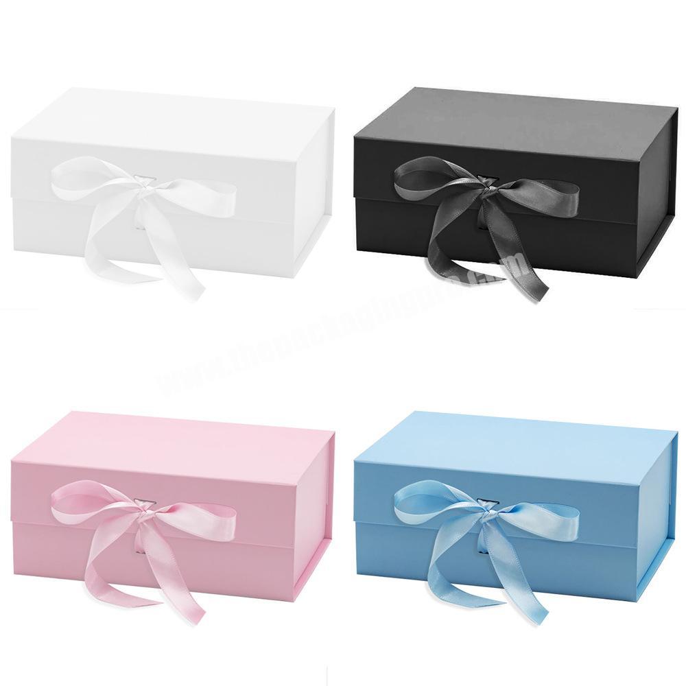 Customization Luxury Magnetic Folding Storage Paper Packaging Gift Box  With Ribbon Closure