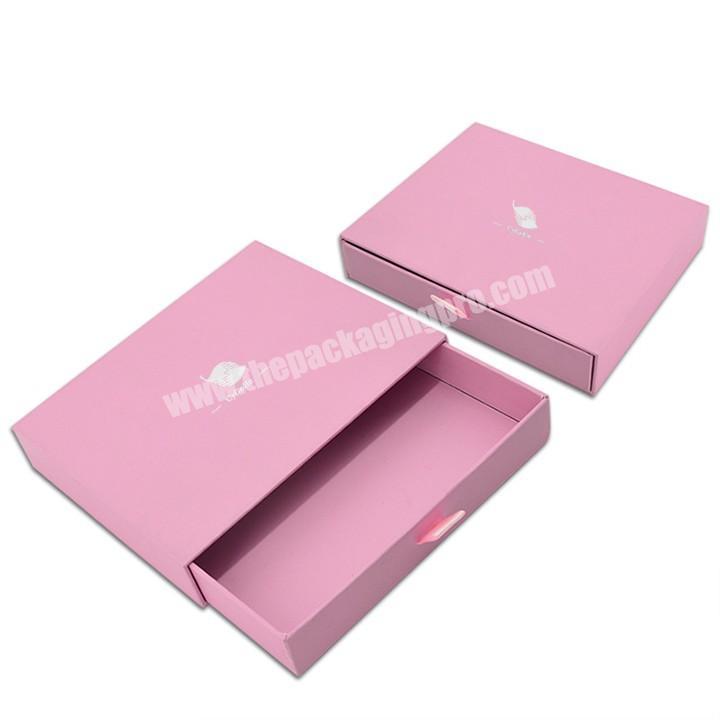 Customize printing logo drawer boxes cardboard sliding gift packaging box with ribbon