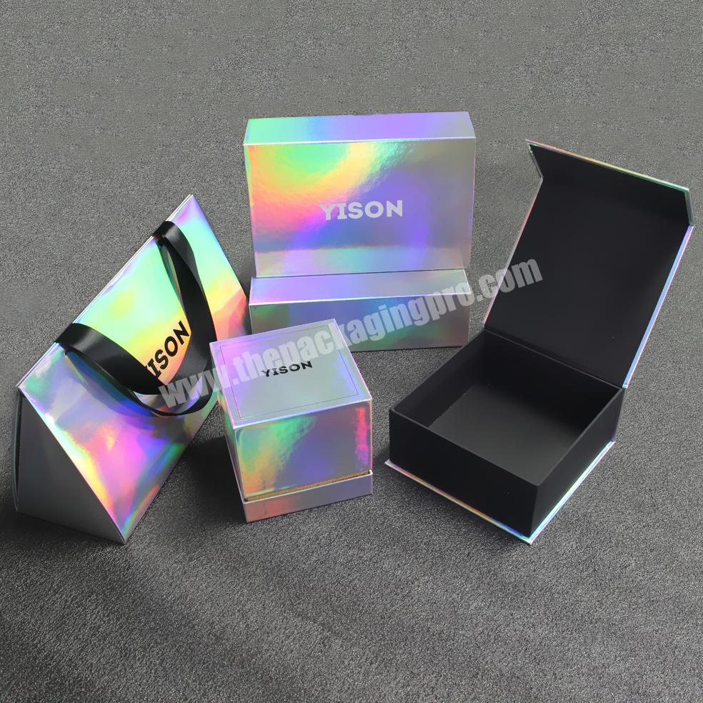 Customized Different Sizes Colorful Rainbow Holographic Ring Jewelry Box
