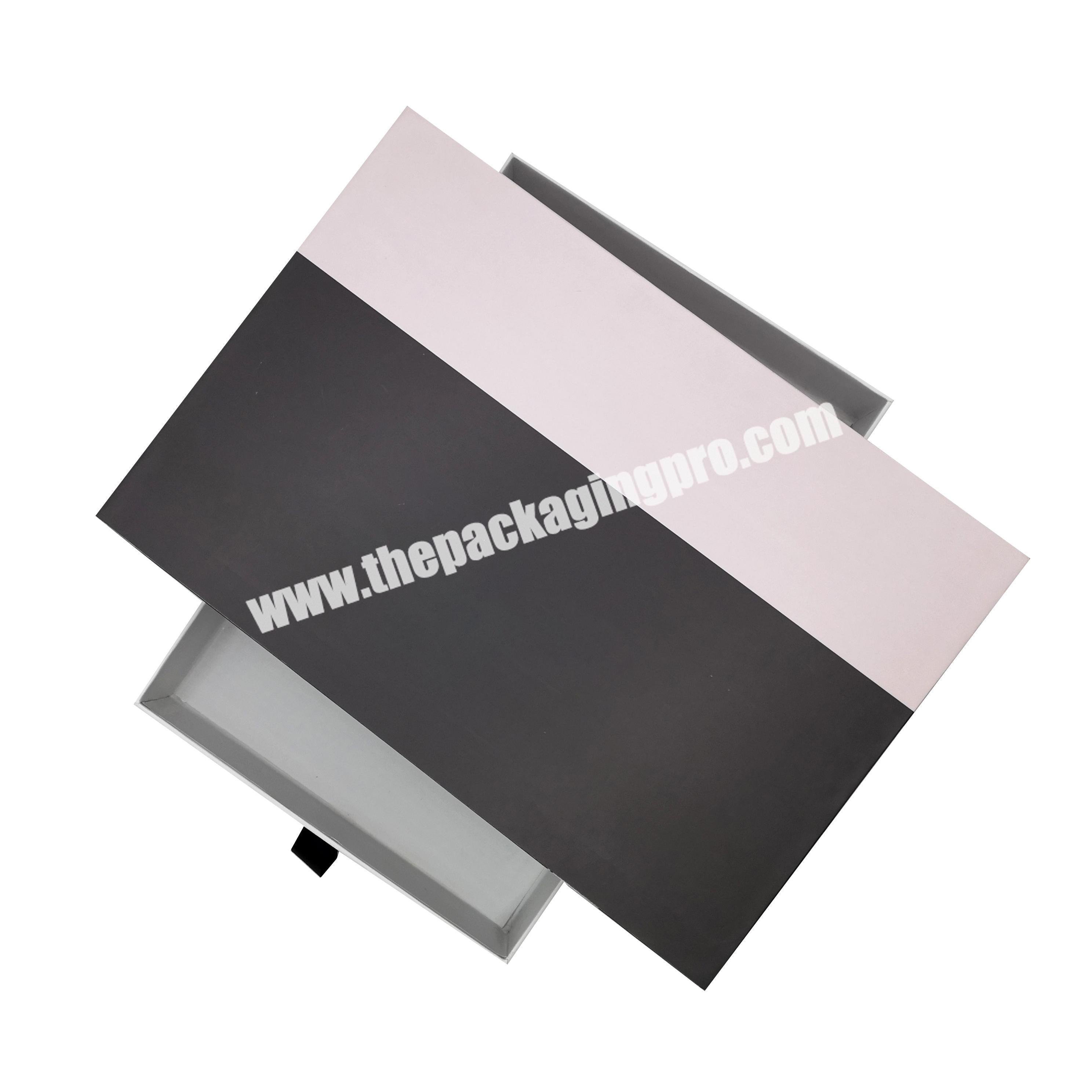 Customized Grey Board Black Drawer Box Carton Packaging Jewelry Gift Box