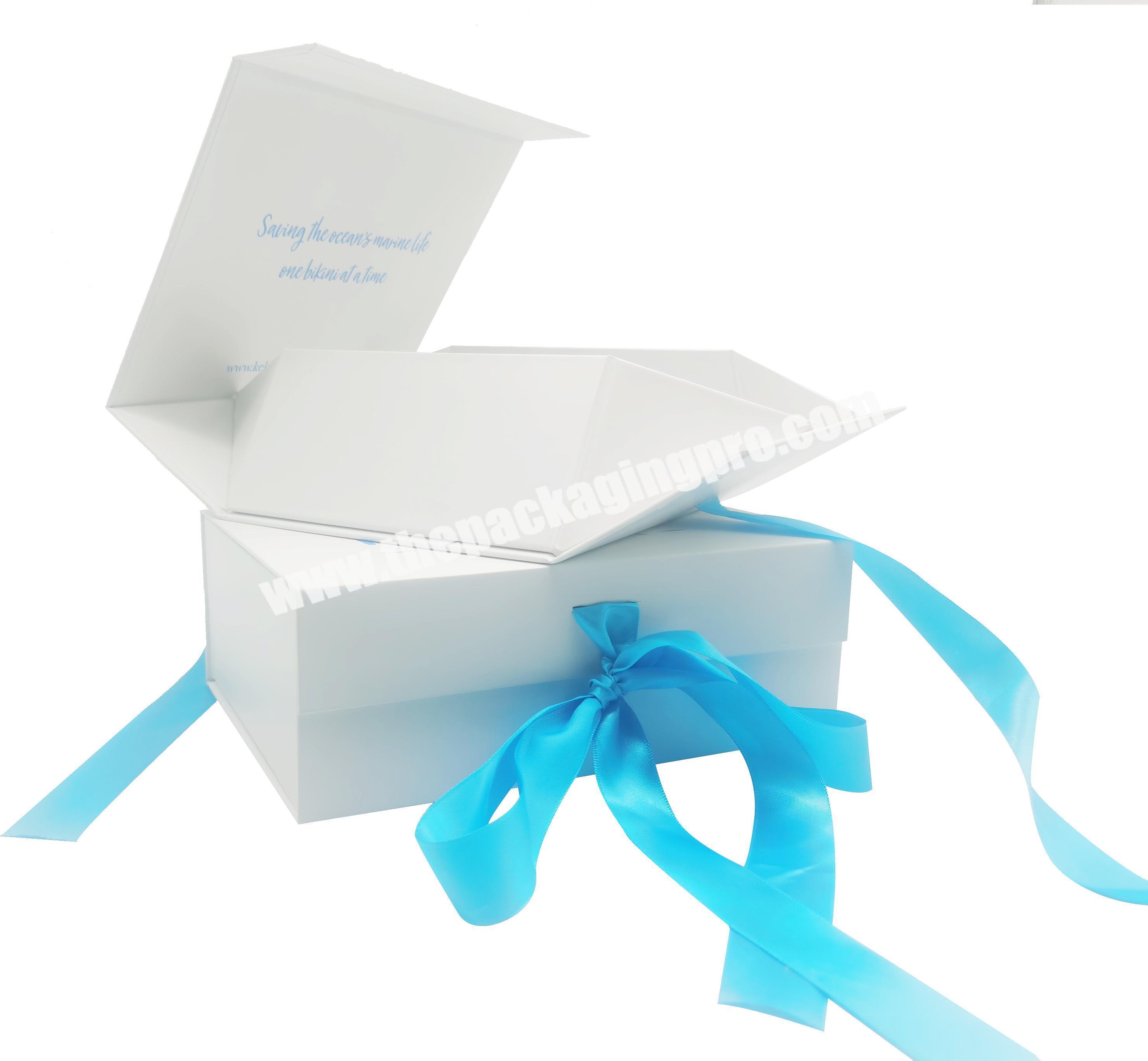 Customized Grey Board Magnetic White  Folding Ribbon Creative Cardboard Gift Box