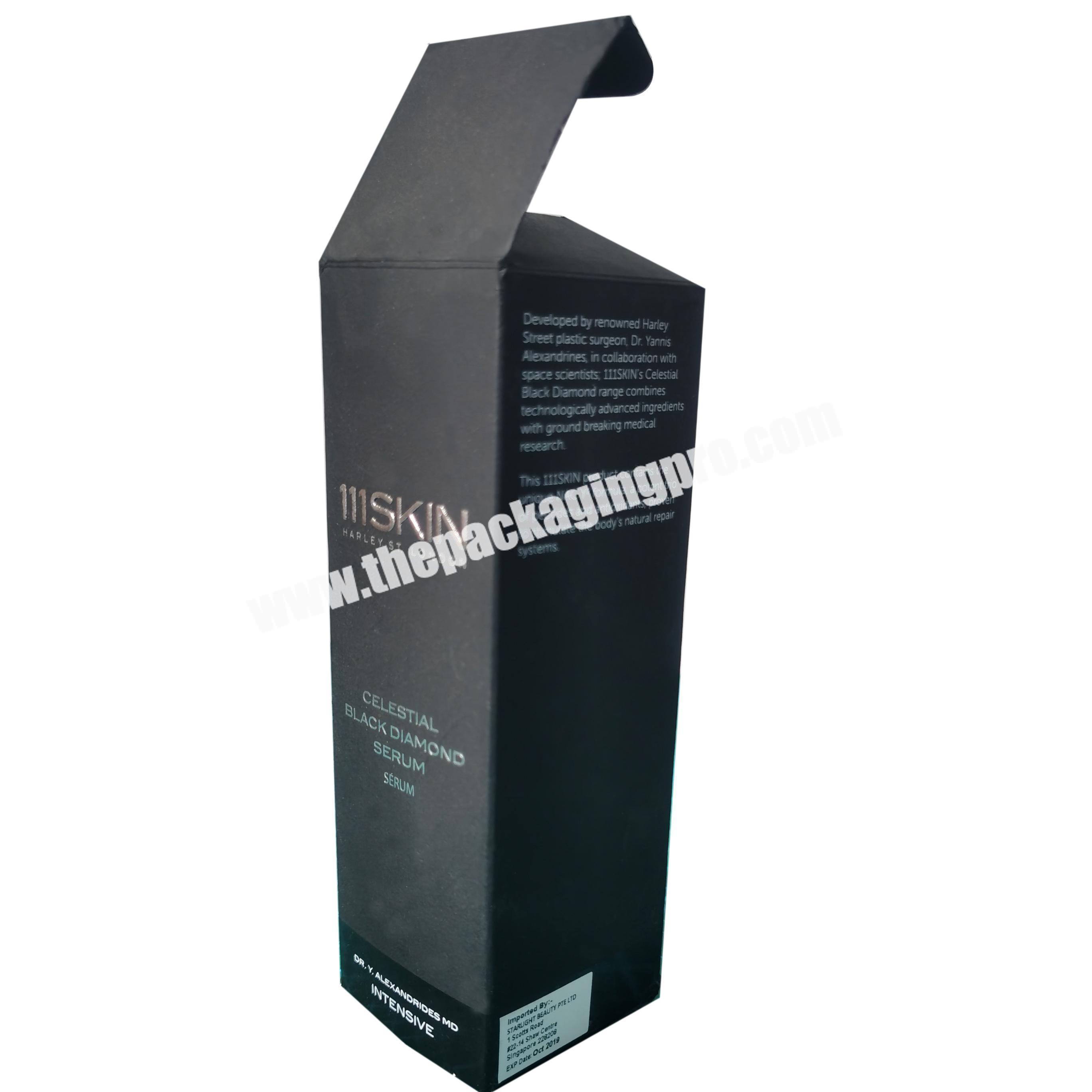 Customized Ivory Paper Black Hardcover Folding Cosmetic Carton Packaging Box
