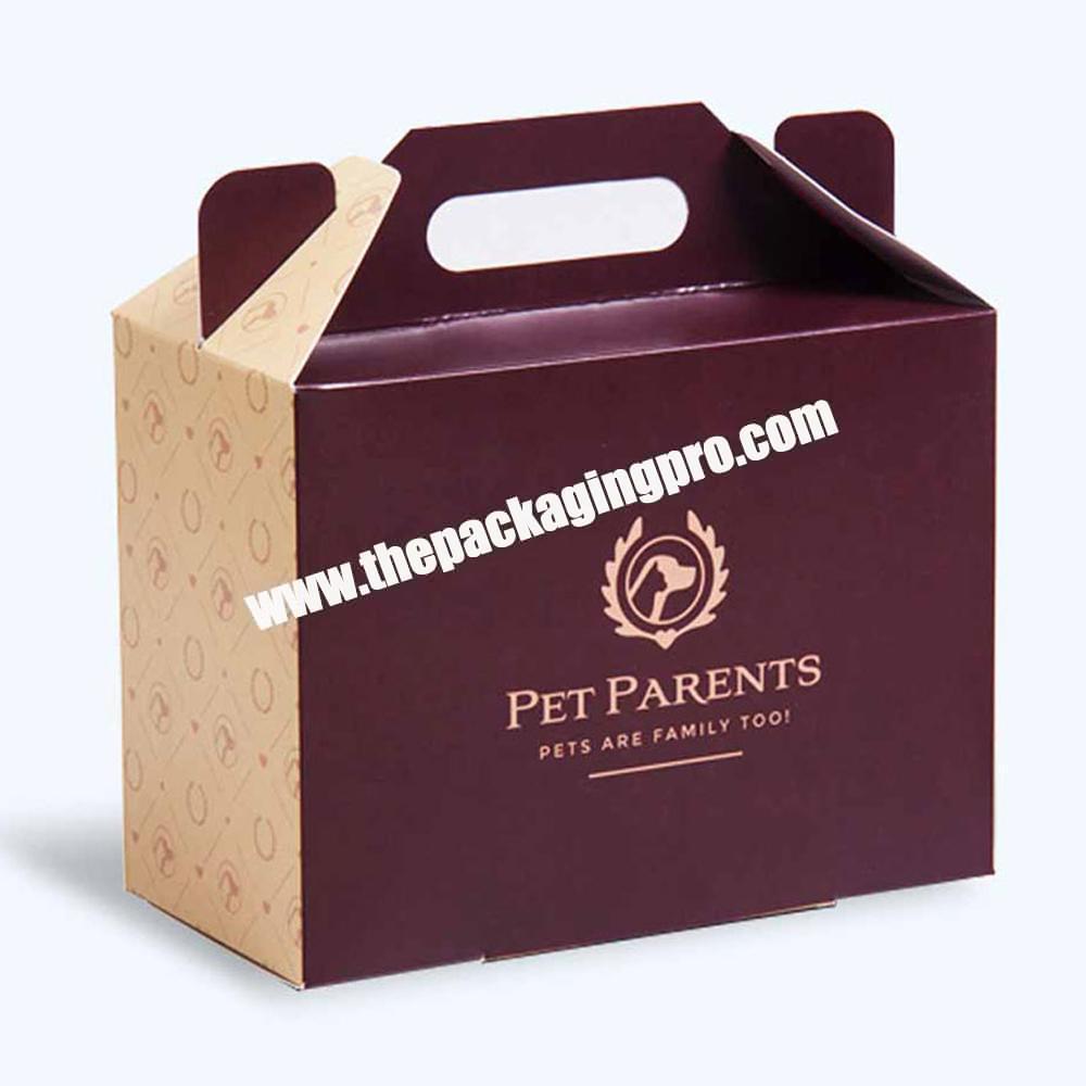 Customized Logo Printed Corrugated Cardboard Paper Packaging Gable Carton Gift Box With Handle