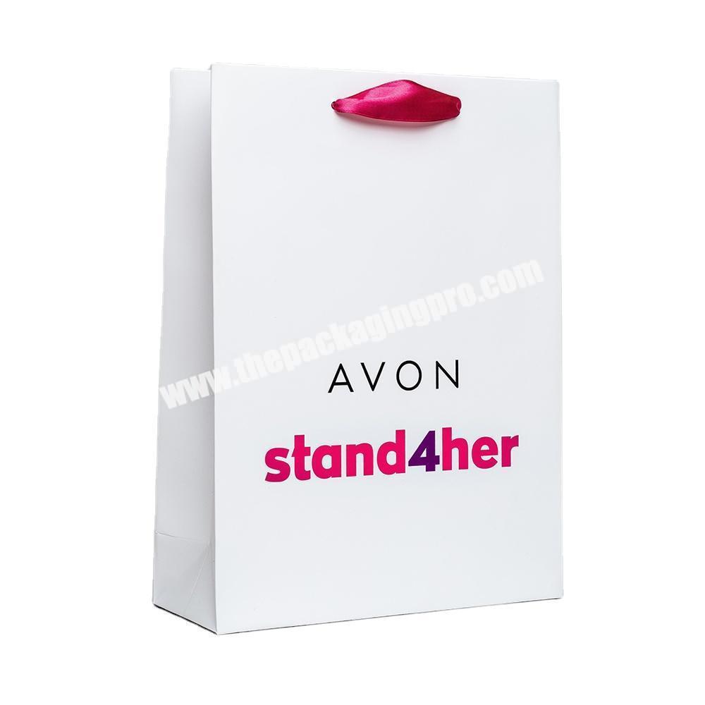 Customized Logo Luxury White Paper Apparel Packaging Promotional Gift Shopping Bag For Clothes