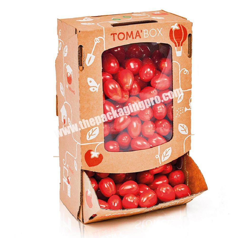 Customized Logo Printed Corrugated Cardboard Fruit Tomato Paper Packaging Gravity Feed Display Carton Gift Box