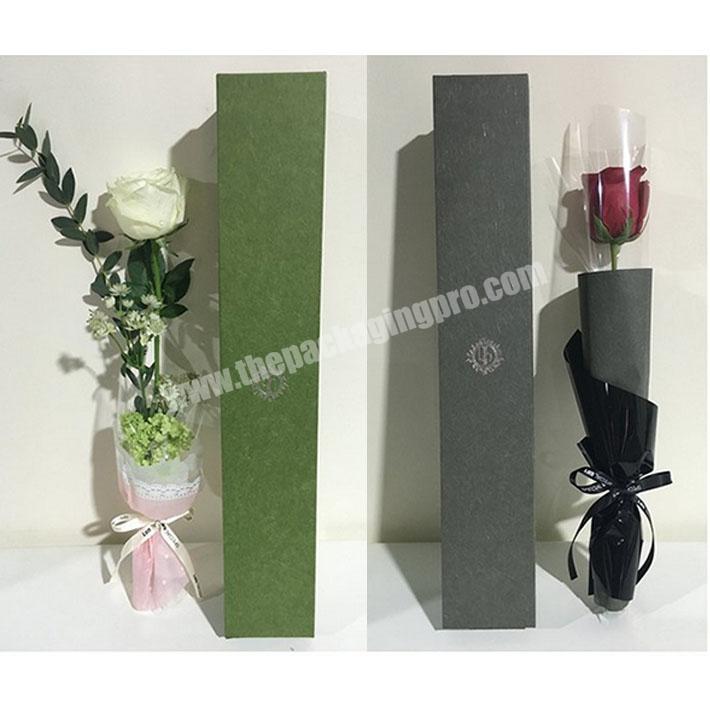 Customized Logo Printed Paperboard Single Rose Flower Packaging Boxes Valentine's Day Gift Floral Gift Box with Clear PVC Window