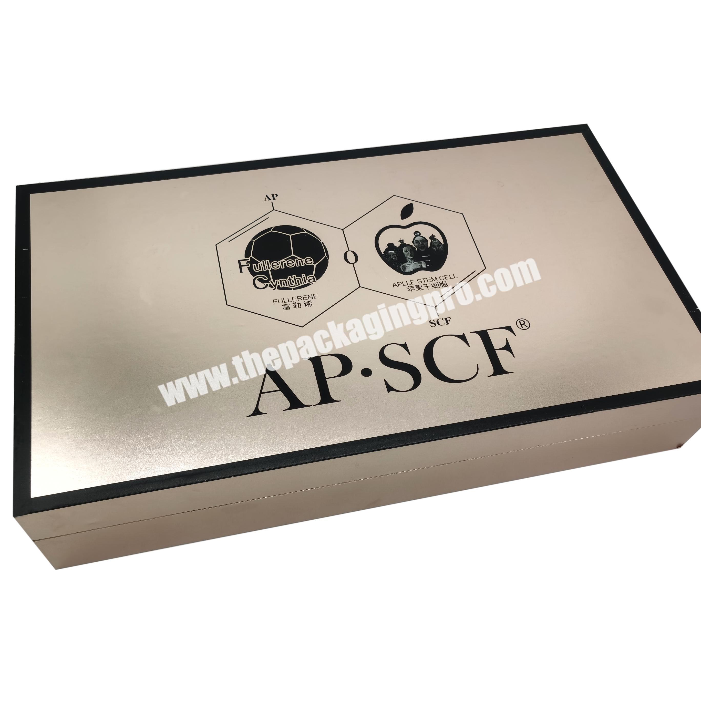 Customized Logo Silver Cardboard Packaging Cosmetic Book Shape Rigid Gift Box With Eva Insert