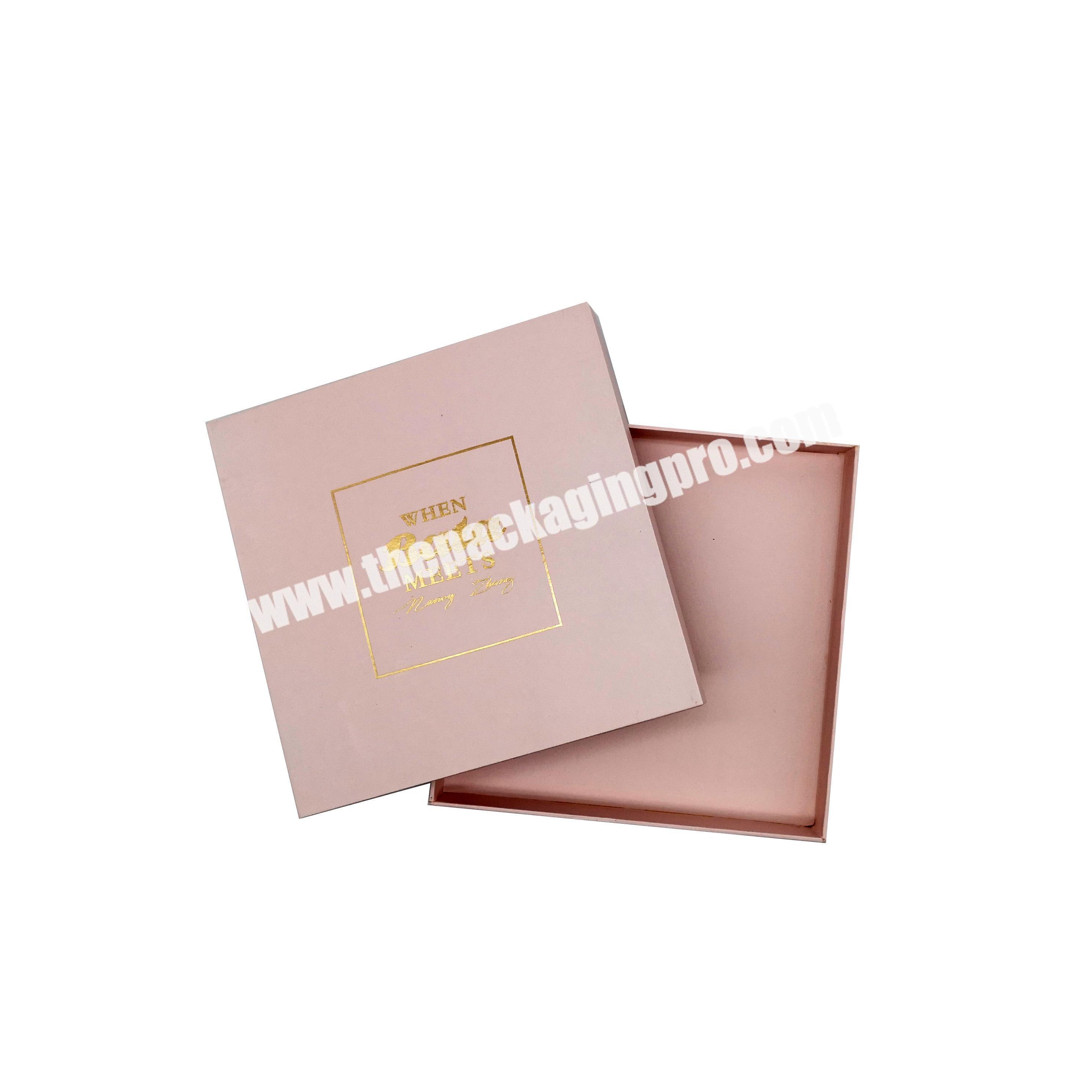 Customized Logo With Pink Removable Lid Fancy Hardcover Scarf Gift Box