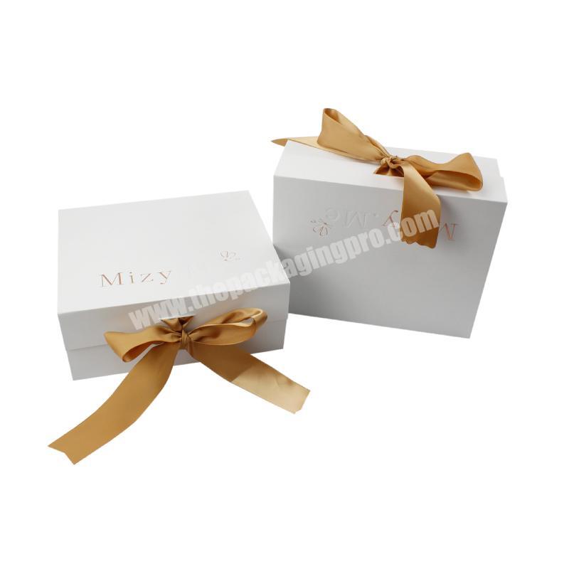 Customized Luxury Foldable White Magnet Gift Box Cardboard Paper Flat Folding Cosmetic Hair Packaging Collapsible Box