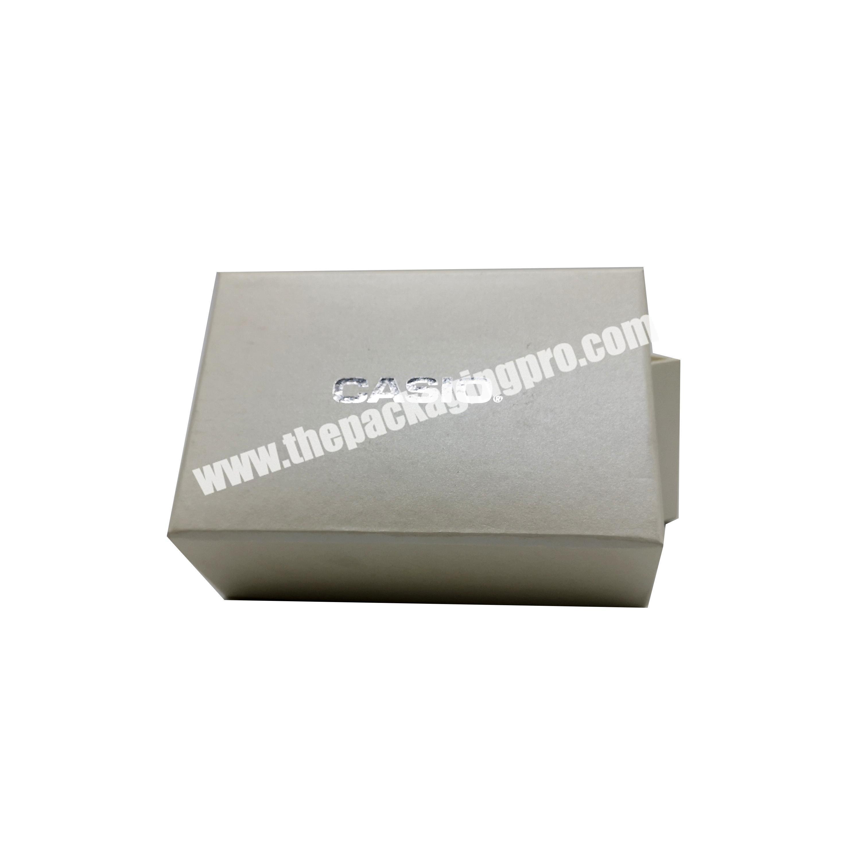 Customized Luxury High Quality Grey Board Packaging White Removable Lid Rigid Watch Box