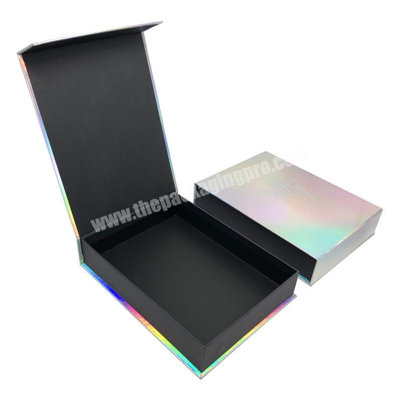 Customized Luxury Lash Closure Gift Set Packaging Cardboard Iridescent Holographic Magnetic Eyelash Box