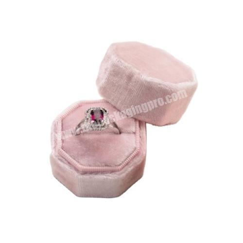 Customized Luxury Octagonal Wedding Suede Ring Velvet Flannelette Packaging Boxes in EECA Custom Size Accepted Handmade CN;GUA