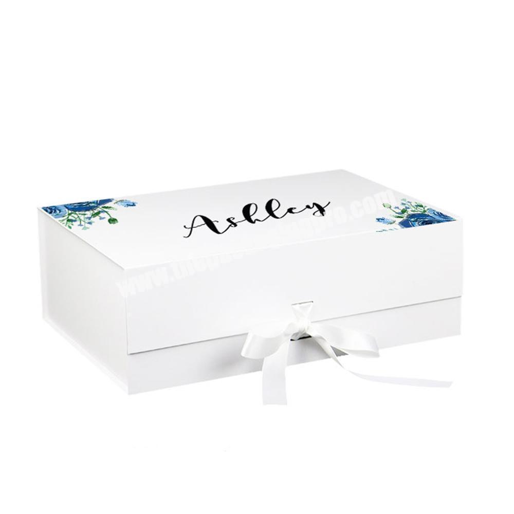 Customized Magnetic Closure Foldable Luxury Cosmetics Beauty Skin Care Rigid Gift Box With Ribbon