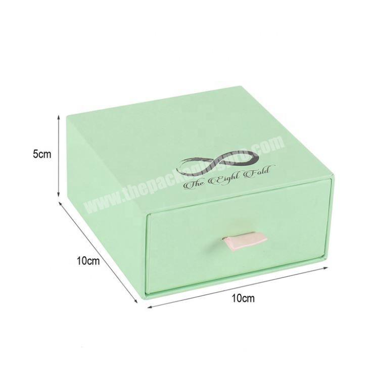 Customized Printed Handmade 10*10*5cm Jewelry Paper Gift Box green jewelry packaging box Drawer Paper Box with Logo