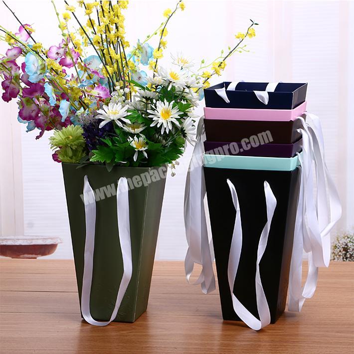 Customized Printed Vase Shape Fold Floral Delivery Boxes UV Coating Varnishing Embossing Stamping Paper,art Paper Accept,accept