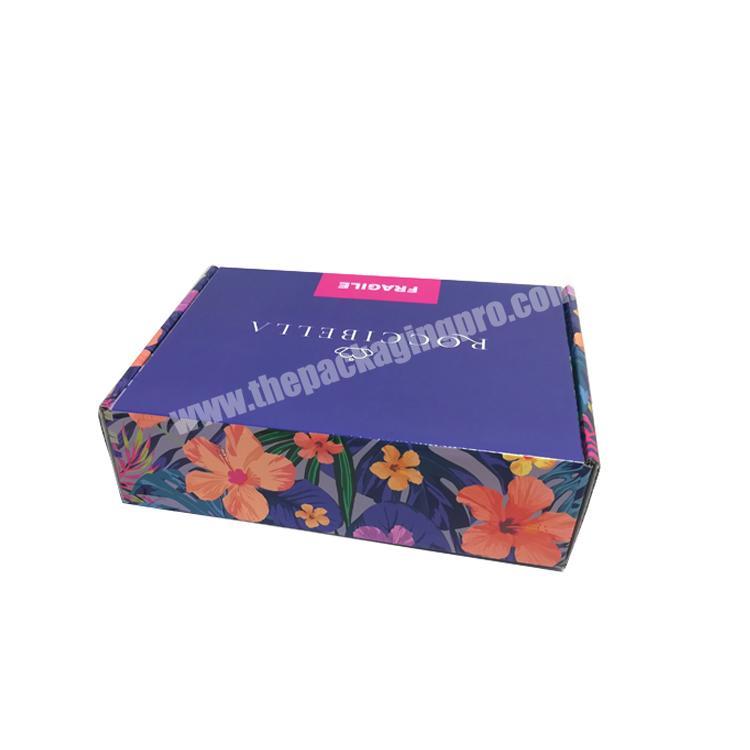 Customized flower print corrugated box clothes cosmetic makeup mailer shipping box