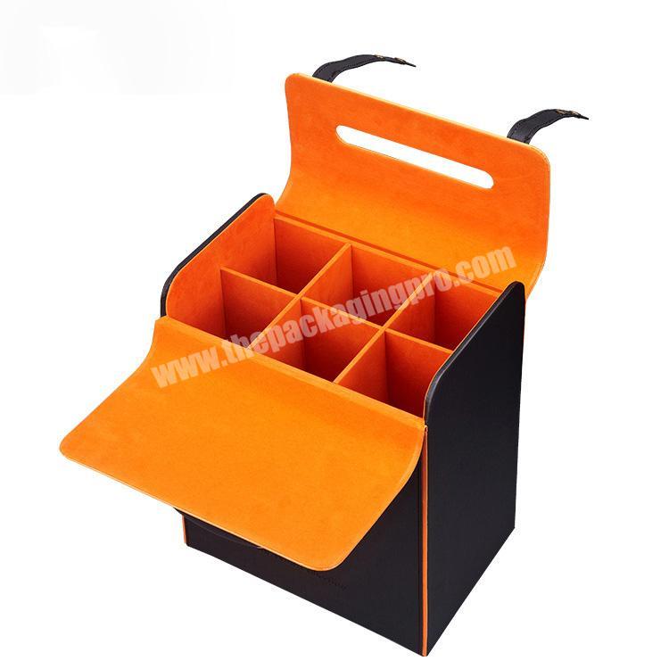 Customized leather wine packaging box velvet wine box wholesale 6 bottle wine box