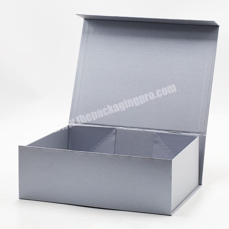Custom brand luxury silver art paper magnificent quality magnetic closure gift packing box