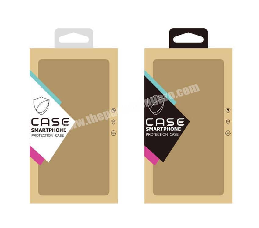 Customized phone case packaging Kraft paper box with clear pvc window cellphone case retail package