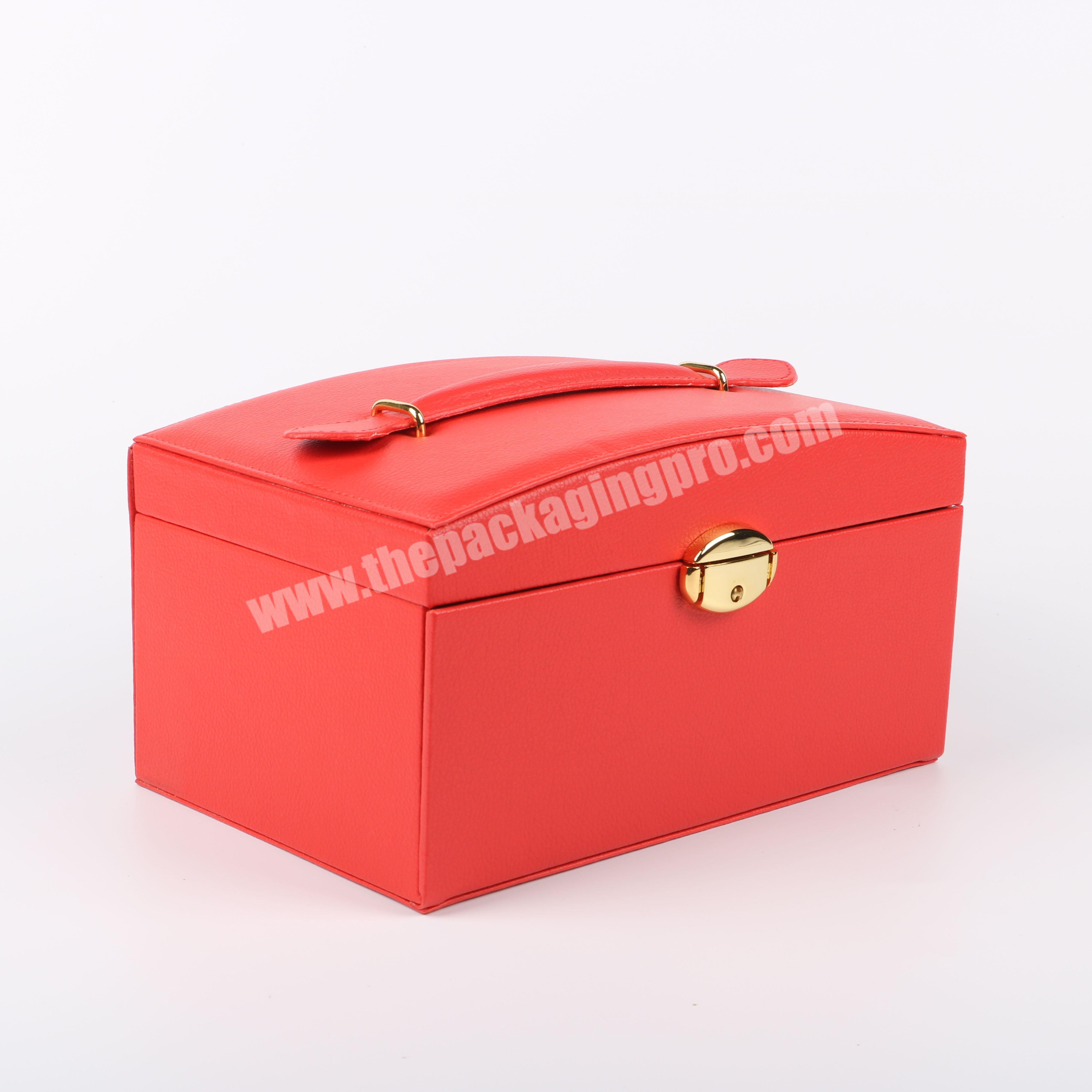 Customized portable large-capacity women's jewelry storage box exquisite design gift jewelry leather box
