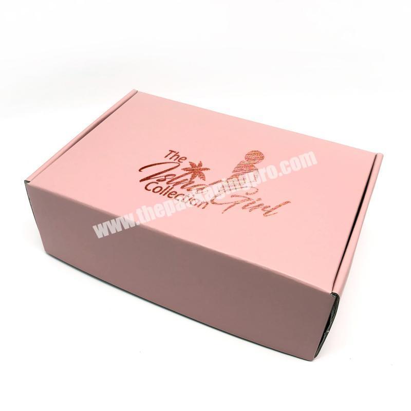 Customized rose gold foil stamp Logo corrugated eyelash lash lipstick mirror shipping Mailing packaging box