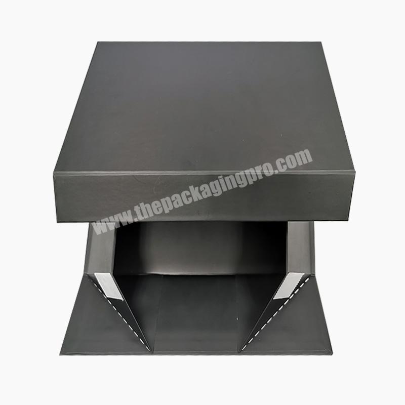 Customized size folding gift  boxes black magnetic foldable packaging box