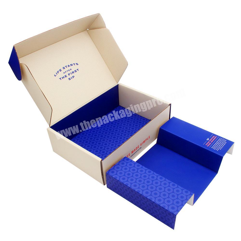 Custoom Compartment Paper Blue Business customized shipping box with logo print