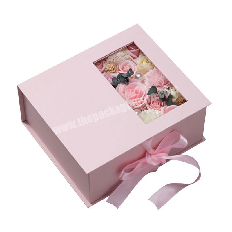 cardboard paper wedding gift box packaging with ribbon