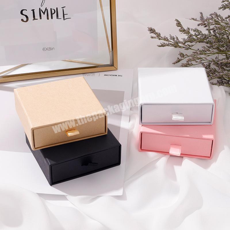 Cute cardboard paper ring necklace bracelet jewelry set packaging box sliding drawer jewelry  gift storage box with insert factory