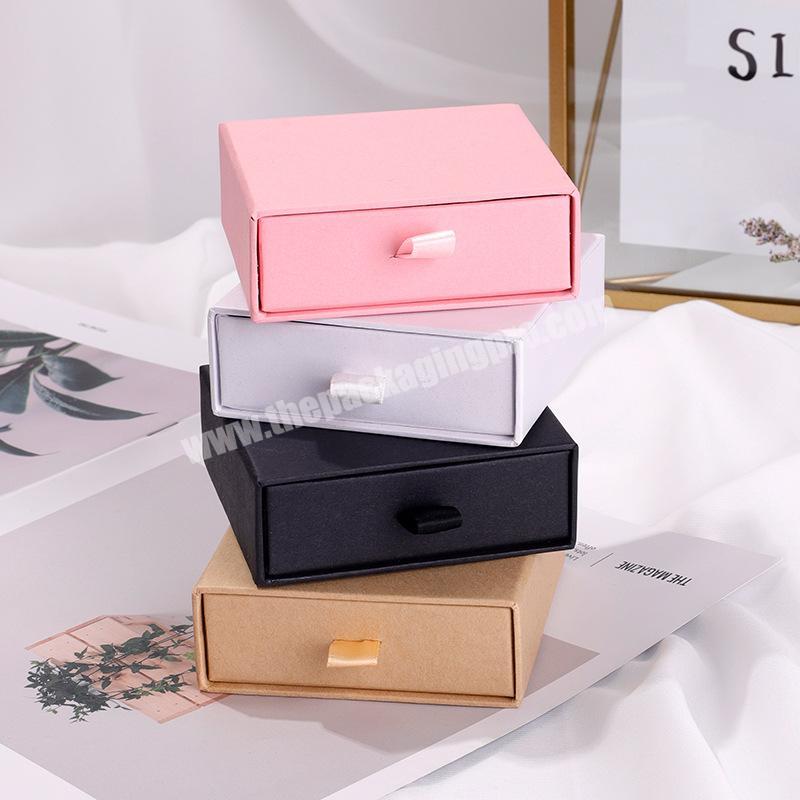 Cute cardboard paper ring necklace bracelet jewelry set packaging box sliding drawer jewelry  gift storage box with insert manufacturer