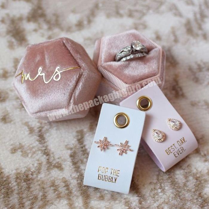 Cute mini personalized velvet ring earing gift packaging box luxury custom oem velvet jewelry display box with logo