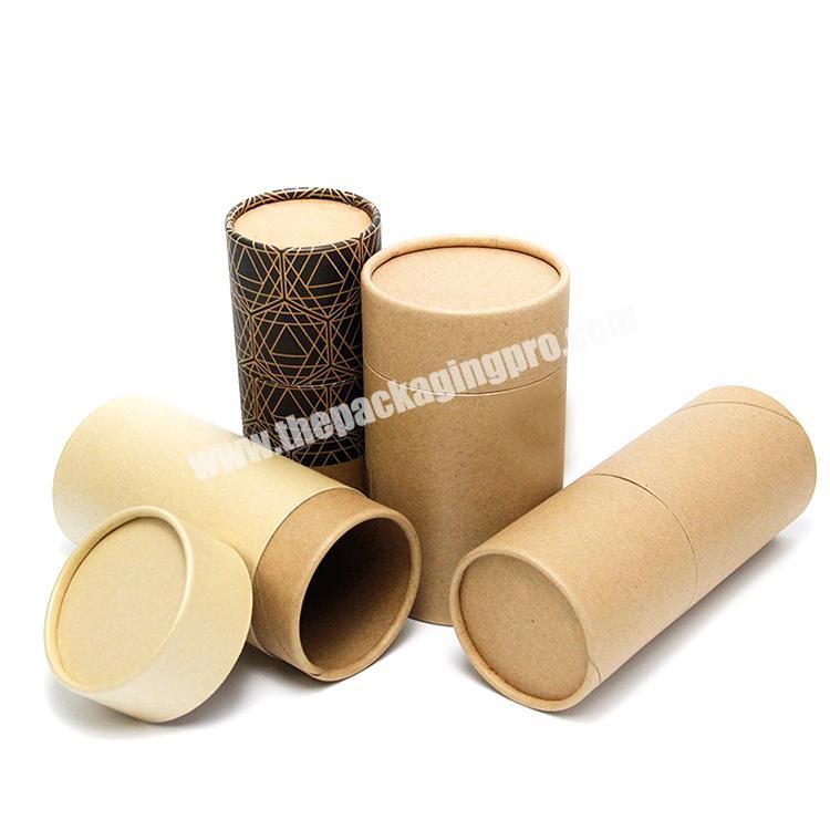 wholesale low MOQ eco-friendly recycle brown kraft cylinder paper tube box with design printed
