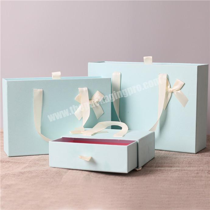 Decorative light blue Packaging Gift Cardboard Storage Drawer Box Wholesale factory