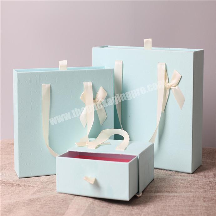 Decorative light blue Packaging Gift Cardboard Storage Drawer Box Wholesale