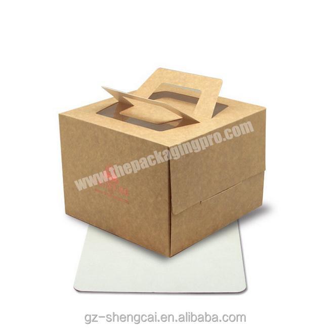 Easy carry delivery kraft paper cake box with handle