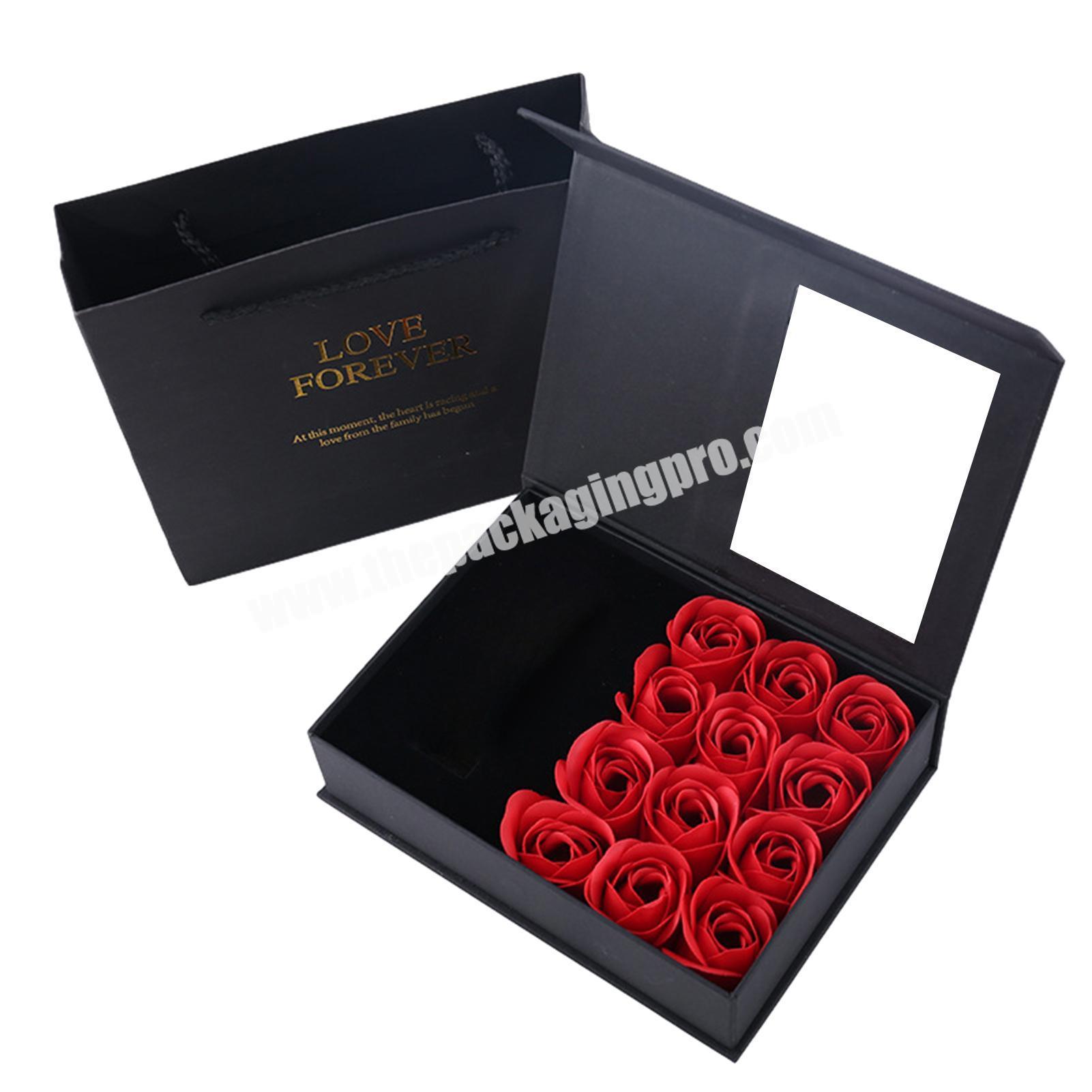 Eco Friendly Drawer Production Personalized Pvc Cardboard Boxes Paper Logo Packing Gift Box With Clear Window Front Foldable Lid