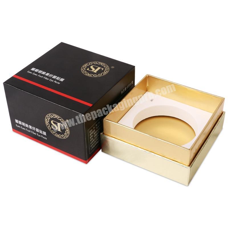 Customized wholesale logo printing Black Color Golden Foil Lid And Bottom Gift Paper Box With White Eva Insert