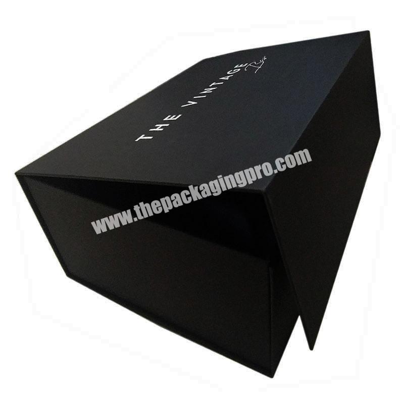 Eco friendly Logo designer Cardboard Packaging Magnetic Closure custom Black shoe Foldable magnetic Paper Gift Box with logo
