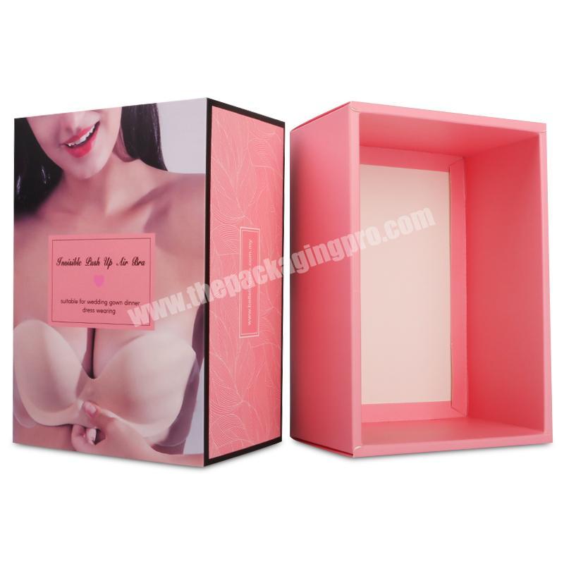 Customized Logo Luxury Nice Elegant Pink Men Women  Underwear Clothing Packaging Cardboard Paper Box