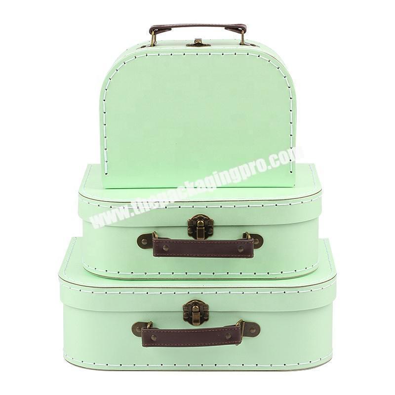 Exquisite new born baby clothing sock sets infant shower toddler paper cardboard gift packaging box suitcase with leather handle